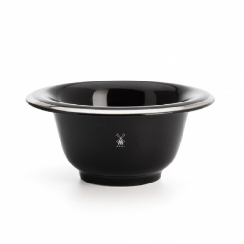 Muehle black porcelain shaving bowl with platinum rim -  RN 16 (μπολ ξυρίσματος)