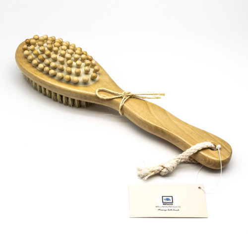 Nipavo wooden massage brush with natural bristles